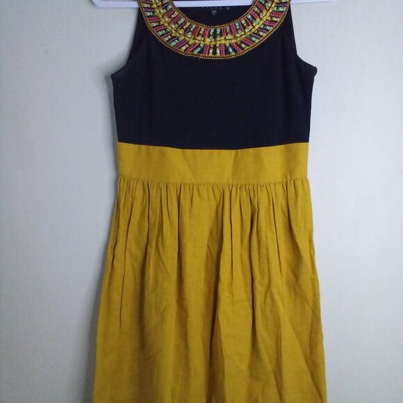 Tiana B Dress Women 4 Sleeveless Accent Collar Gold Black - Picture 3 of 16